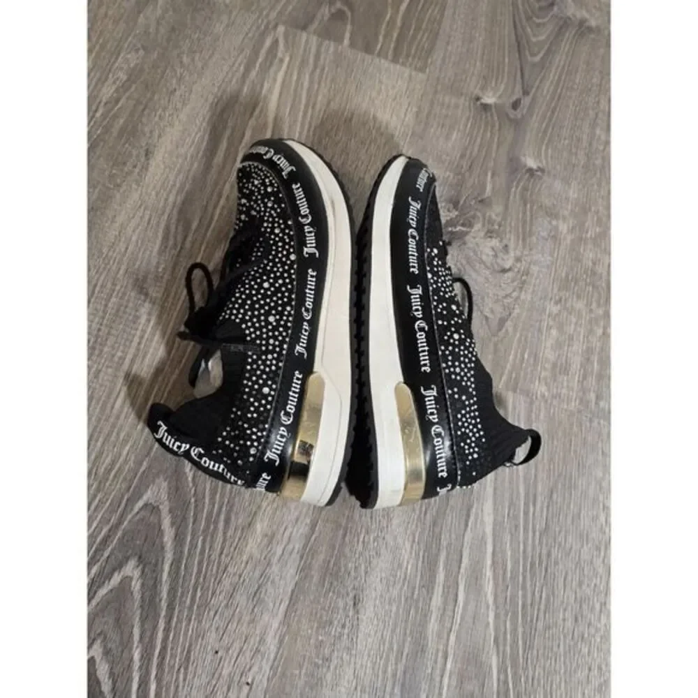 Juicy Couture‎ Bellamy Black Rhinestone Lace-up Sneakers Size 6 - Picture 7 of 13